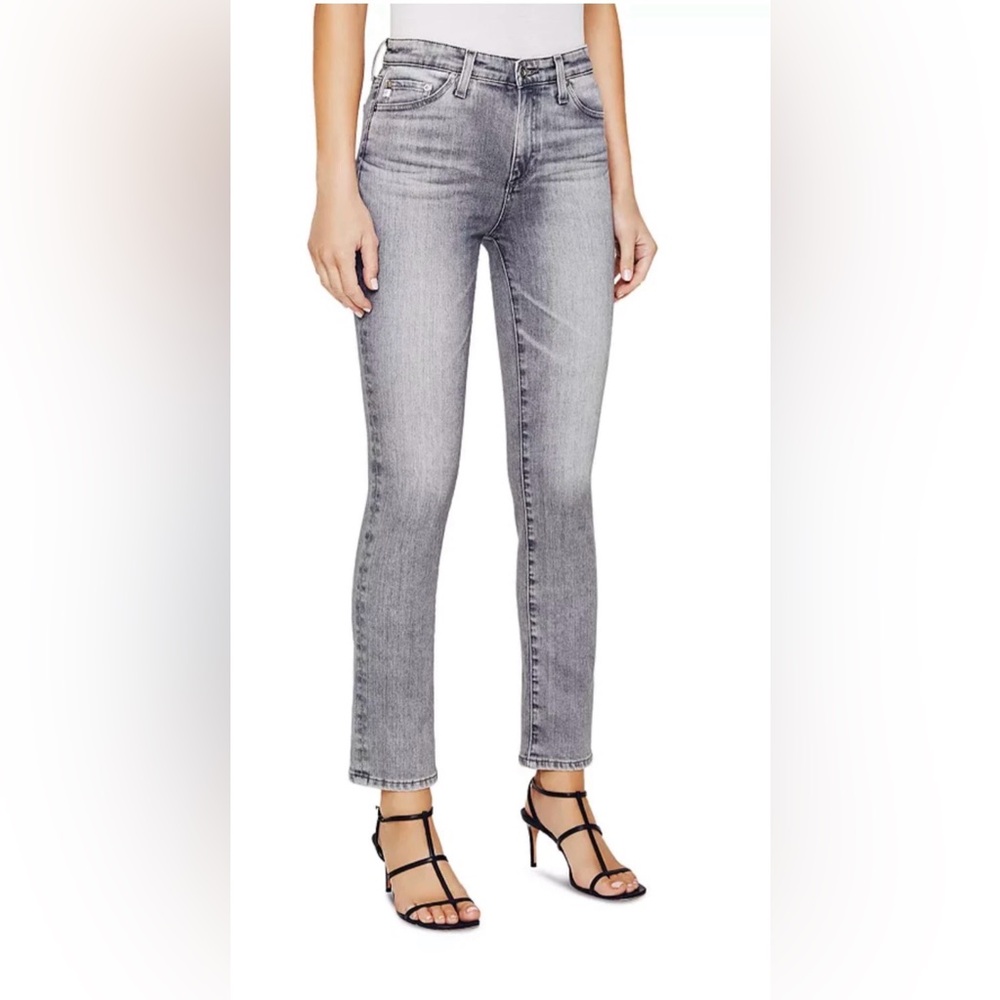 AG Women’s Mari High Rise Slim Straight Jeans Zephyr Gray Size 26 NWT $215